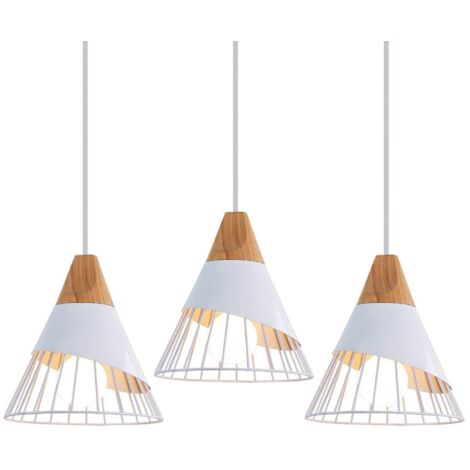 Wottes – Lot de 3 lustres suspension badminton métal E27 – Design rétro galvanisé – Résistant jusqu'à 40W – Pour chambre et bar (1/5)