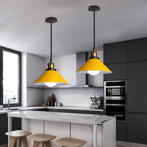 2 pcs lustre suspension moderne minimaliste créatif chambre salon lampe  suspension lampe E27 (jaune)