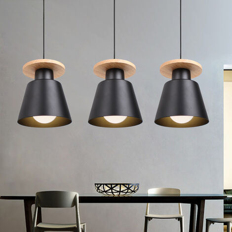 Lampe suspendue ajourée Lustre Tete Simple Lampe sculptée en fer forgé pour  salle à manger (Noir, 20cm)