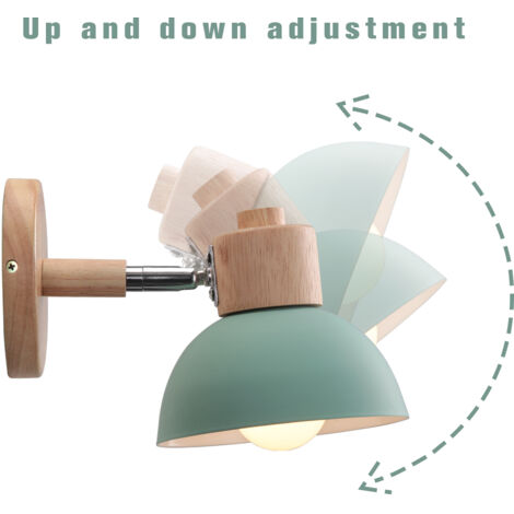 Applique Murale Rétro E27 Intérieur Lampe Murale Fer Forgé Bois Luminaire Murale Vert Chambre Salon Couloir Ø15CM - 2Pcs