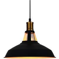 Lustre Suspension Industrielle Vintage Luminaire Plafonnier Abat-jour en Métal Lampe à Suspension Ajustable E27 Ø27CM Noir + Blanc - 1Pcs