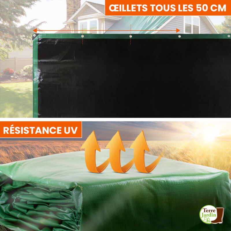Bâche Déchets Verts La Cordeline 190x190 Cm Toile De Jute Naturelle Renforcée 442 G/m² Avec Poignées