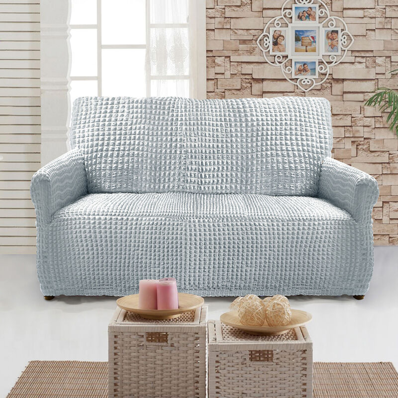 LINGKY Housse De Canapé Chesterfield 2 Places Extensible Jacquard – Deep Teal – Protection Antidérapante + Housses Coussin Incluses – Grand 183-223 Cm