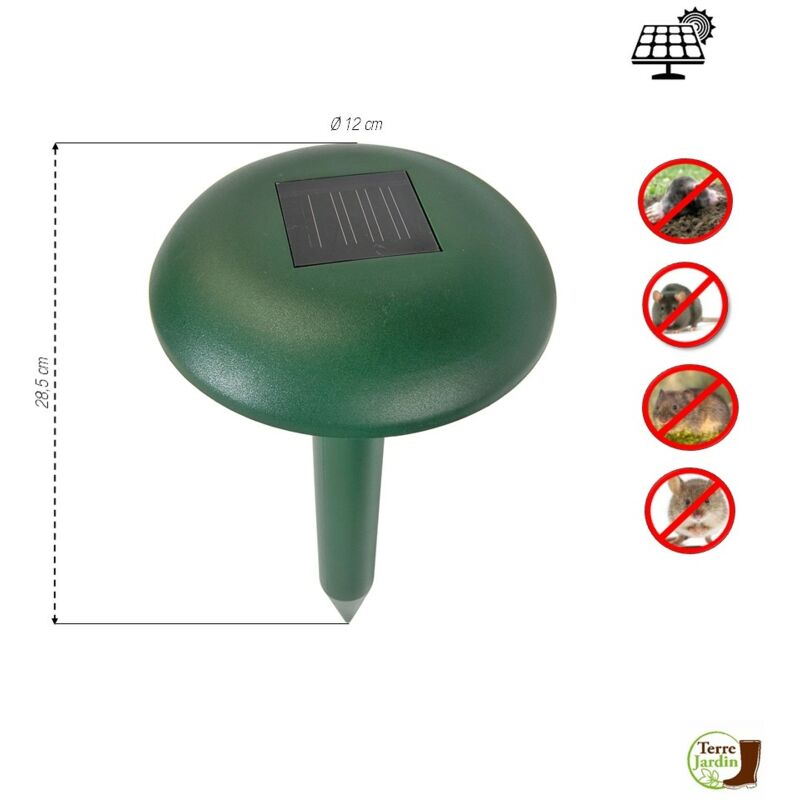 Chasse-taupe Solaire Lot De 2 - Ultrasons Et Vibrations, Couvre 500 M², écolo Et Sans Danger