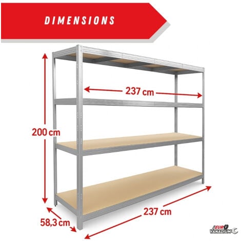 Etagère Monobloc pour Garage - 2 M x 2,37 M - Charge 1400 kg
