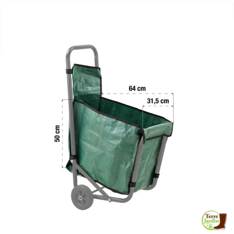 TERRE JARDIN Housse Per Carrello Portaboschi In Metallo Su Ruote – Accessorio Giardino 50L In Poliestere Verde