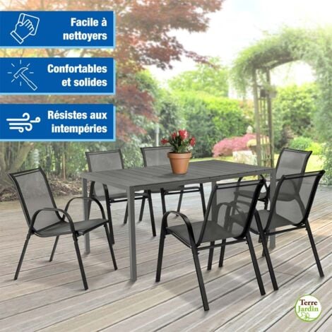 Chaises de jardin empilables textilène x6 -  - Noir