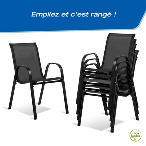 Chaises de jardin empilables textilène x6 -  - Noir