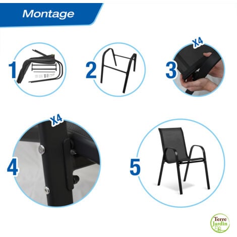 Chaises de jardin empilables textilène x6 -  - Noir