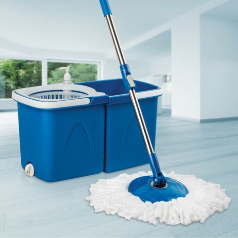 Balai Magique Microfibre, Nettoyage Sol Facile et Rapide, Seau Double Bac