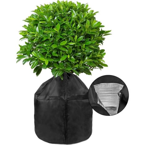 Terre Jardin – Housse d'hivernage pour pots – Protection thermique en tissu non tissé et aluminium – Dimensions 75 cm x 45 cm – Coloris noir discret (1/3)