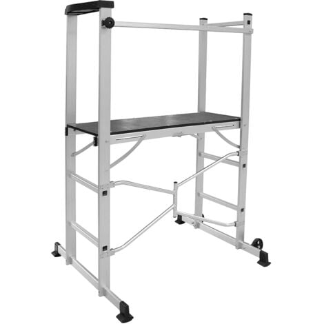 Echafaudage Pliable roulant Multifonction - Hauteur travail 3 m - Echafaudage domestique - Planche en bois