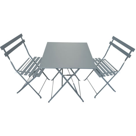 Ensemble de jardin pliable Madalena - Table de bistrot carrée et 2 chaises pour balcon ou terrasse -  - Anthracite