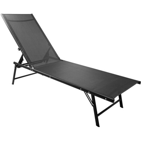 Terre Jardin – Chaise longue pliante 185x54,5x34,5 cm – 6 positions – Acier antirouille – Tissu textilène respirant – Pliable ultra compact