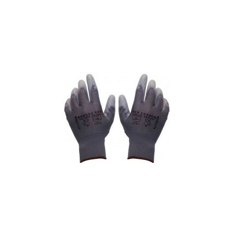 OSE – Gants de jardinage en polyuréthane gris taille 9 – Poignet élastique pour ajustement optimal – Lavables à l'eau et au savon - T09142008-t09