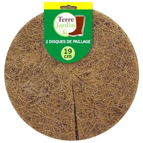 Terre Jardin – Lot de 2 disques de paillage coco 19 cm – Densité 700 g/m² – Épaisseur 3 mm – Absorption d'humidité et protection racines