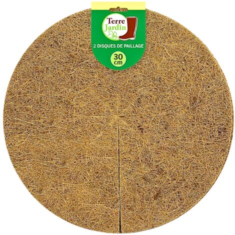 Terre Jardin – Lot de 2 disques de paillage coco 40 cm – Grammage 700 g/m² – Épaisseur 3 mm – Protège racines et réduit les mauvaises herbes
