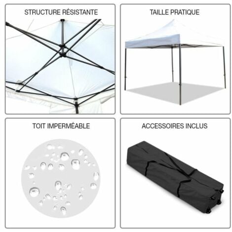 Lot de 2 tonnelles barnum professionnelles 3x3 pliantes avec 4 connecteurs et 1 gouttière