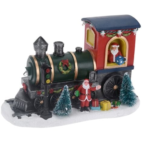 Village de Noël à pile - Locomotive du Père Noël