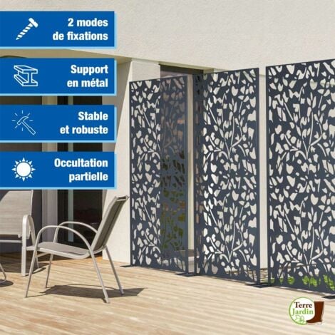 Panneau Décoratif extérieur en Métal 160 x 60 cm - Claustra de jardin/Brise vue - Gris anthracite