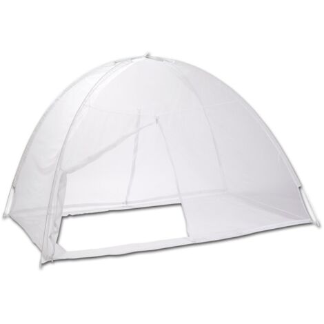 OSE – Moustiquaire dôme pop-up pour lit 200x180cm – Protection complète contre insectes – Housse de rangement incluse – 100% polyester blanc