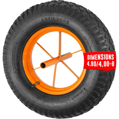 Roue gonflable pour Brouette 15'' - Ø 380 x 80 mm – Avec Axe 20 mm - Roue caoutchouc - Haute résistance