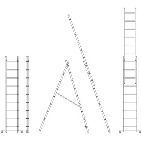 Échelle 2 plans transformable - 2,17 à 3,47 m