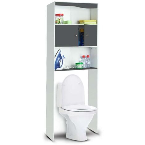 SoBuy BZR106-W Meuble de Rangement Salle de Bain Étroit sur Roulettes,  Support Papier Toilette, Armoire Toilettes WC 1 tiroir, 1 porte et 3  étagères