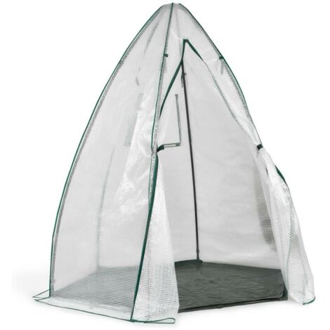 Terre Jardin – Serre de jardin polycarbonate forme dôme 'tipi' – Ø 160 cm x H. 180 cm – Structure acier – Bâche 130 gr/m² – Porte zippée et fenêtre d'aération