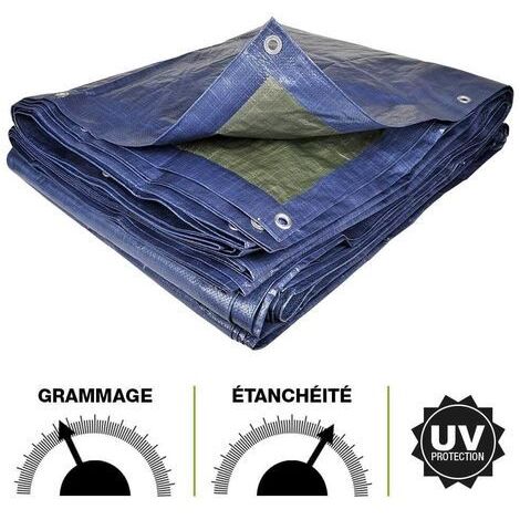 Bâche Voiture Piscine 5.5x5.5 m 500g/m² Multi-Usage Bâche Imperméable, Indéchirable et Multi-Usage en Métal pour Remorque, Camionnette, Bateau, Jardin, Bois, Foin LXX94W, Gris