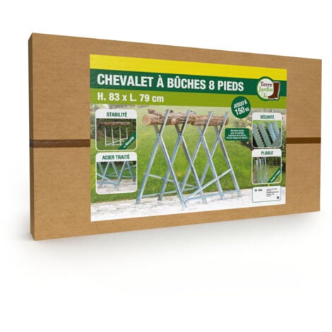 Chevalet de Sciage Pliable en Acier - Porte Bûches Robuste - Supporte Jusqu'à 150 kg