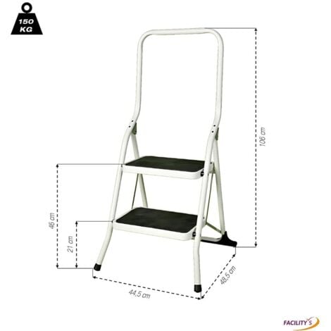 Escabeau Marchepied Pliable - 2 Marches - Capacité 150 kg - Sécurité - Idéal travaux, peinture, rénovation
