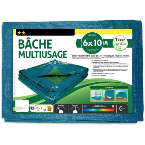 Bâche Multifonctions 70g/m² - Légère et Facilement manipulable - 6 x 10 - Bleu