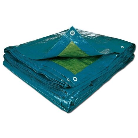 Terre Jardin – Bâche de protection 70g/m² – Dimensions 8 x 12 – Œillets tous les mètres – Polyéthylène bleu pour chantiers extérieurs