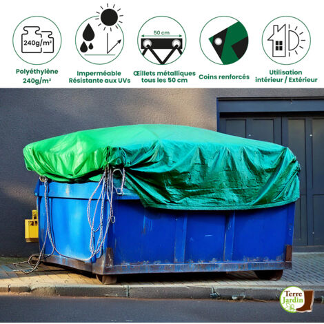 Bâche Plastique Polyéthylène 2x2 M – Épaisseur 360 G, Imperméable, Résistante – Pour Jardin, Chantier, Protection - 5