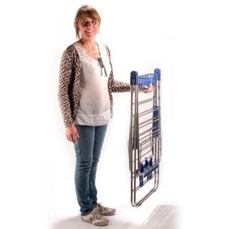 Étendoir à Linge Inox Pliable – Utilisation Intérieur/Extérieur avec Porte-Cintres et Sèches-Chaussures Intégrés