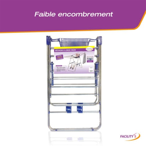 Étendoir à Linge Inox Pliable – Utilisation Intérieur/Extérieur avec Porte-Cintres et Sèches-Chaussures Intégrés