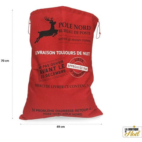 Hotte du Père Noël effet toile de jute beige