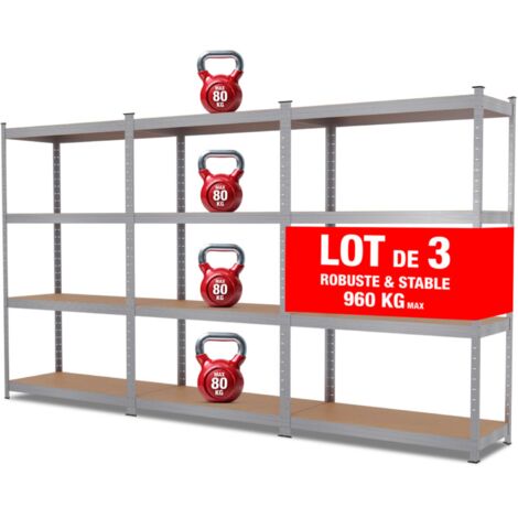 Étagère Métal XXL 5 Plateaux – 220x120cm, Charge 1325 Kg, Garage, Cave, Atelier