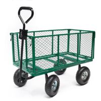 Chariot Remorque de Jardin en Métal 300 kg – Benne XXL 200 L - Robuste et Pratique pour Jardinage, Bricolage et Travaux Extérieurs