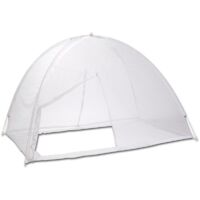 OSE – Moustiquaire dôme pop-up pour lit 200x180cm – Protection complète contre insectes – Housse de rangement incluse – 100% polyester blanc