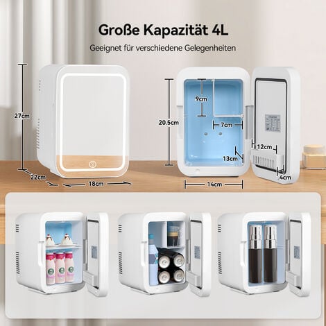 Puluomis Mini Kühlschrank 4L, 2 in 1 Warm- und Kühlbox tragbar 12V/220V  /230V weiß