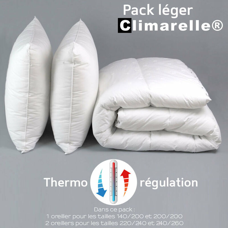 Pack Climarelle® Thermorégulation couette LEGERE + oreiller - 140/200 - DODO