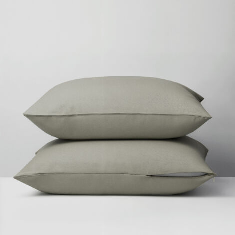 Lot de 2 Taies d'oreiller 2 en 1 - Alèse absorbante intégrée - Coloris Sable - 60/60 - DODO (1/2)
