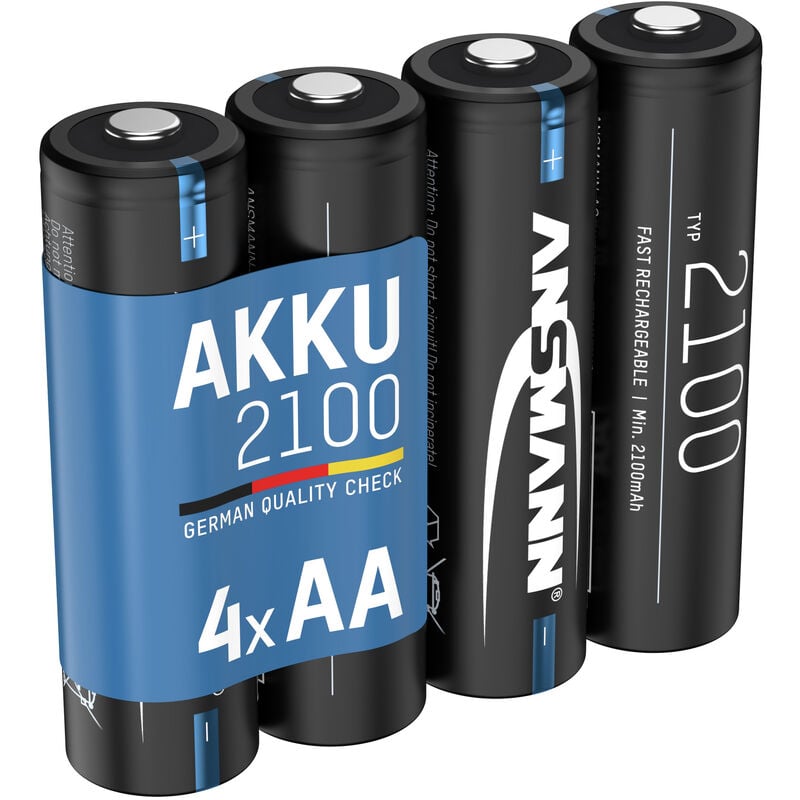ANSMANN Akku AA Mignon 2100mAh NiMH 1,2V - Batterien wiederaufladbar (4  Stück) | Akkus und PowerBanks