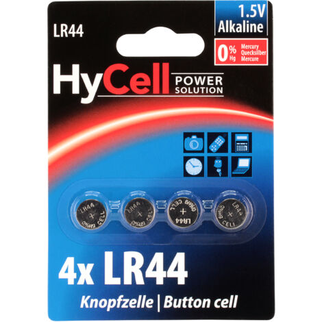 HyCell Knopfzelle LR 44 1.5 V 4 St. 140 mAh Alkali-Mangan AG13 (1/5)