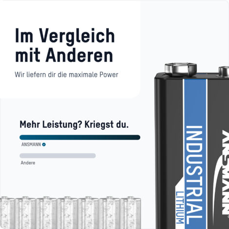 5x ANSMANN Industrial Lithium Batterie 9V E-Block - 6FR22 (5 Stück