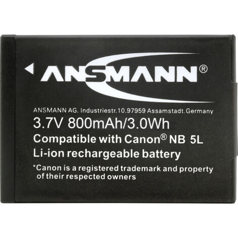 ANSMANN 5000953 A-Can NB 5 L Li-Ion Ersatzakku 3,7V/800 mAh für Canon Kamera (1/4)