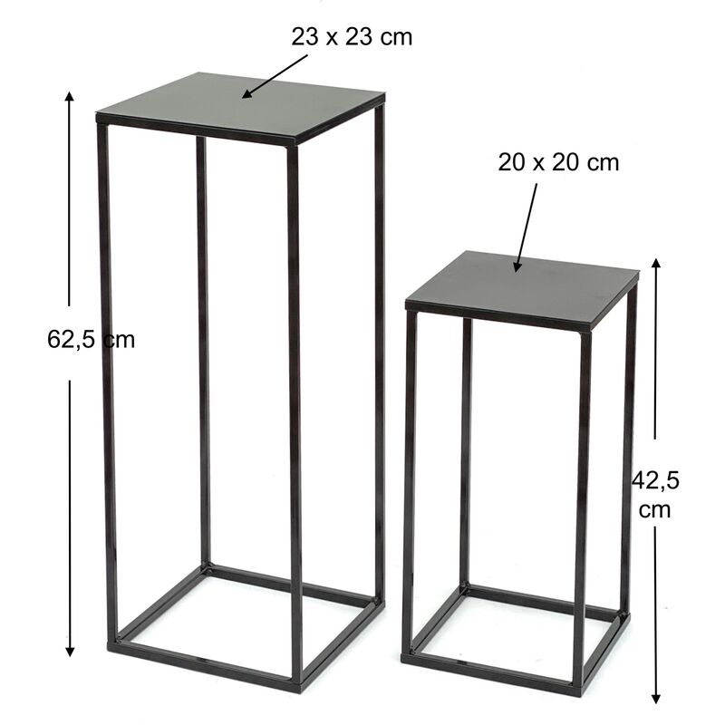 Ensemble de 2 tables pour fleurs DanDiBo avec pot en métal doré et noir -  Collection 96039 