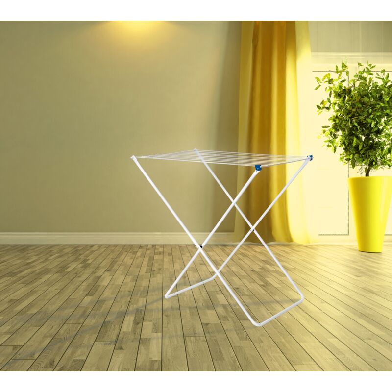Etendoir à linge Homcom Séchoir à linge pliable sur pied - étendoir 2 niveaux ajustables - acier PP blanc